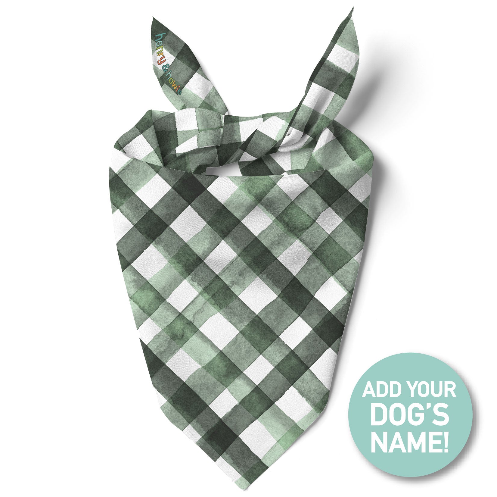 Green Buffalo Check Dog Bandana by That Dog Shop