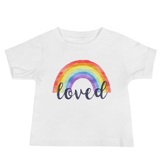 Baby Tee — Loved With Rainbow