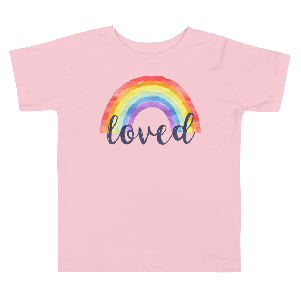 Toddler Tee — Loved With Rainbow